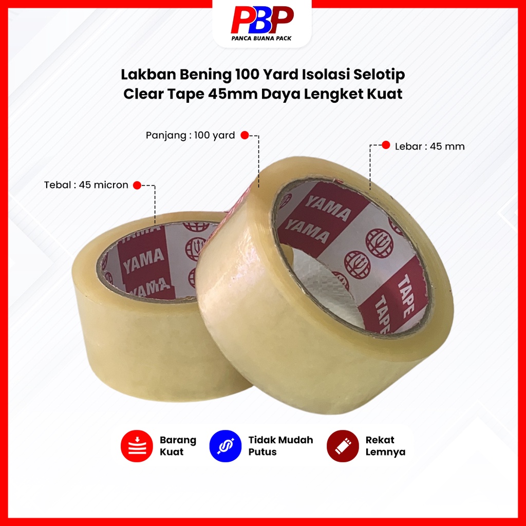 

( Min Beli 3 ) Lakban Bening 45mm x 100 Yard Isolasi Selotip Clear Tape Daya Lengket Kuat Tidak Mudah Putus Serbaguna Multifungsi