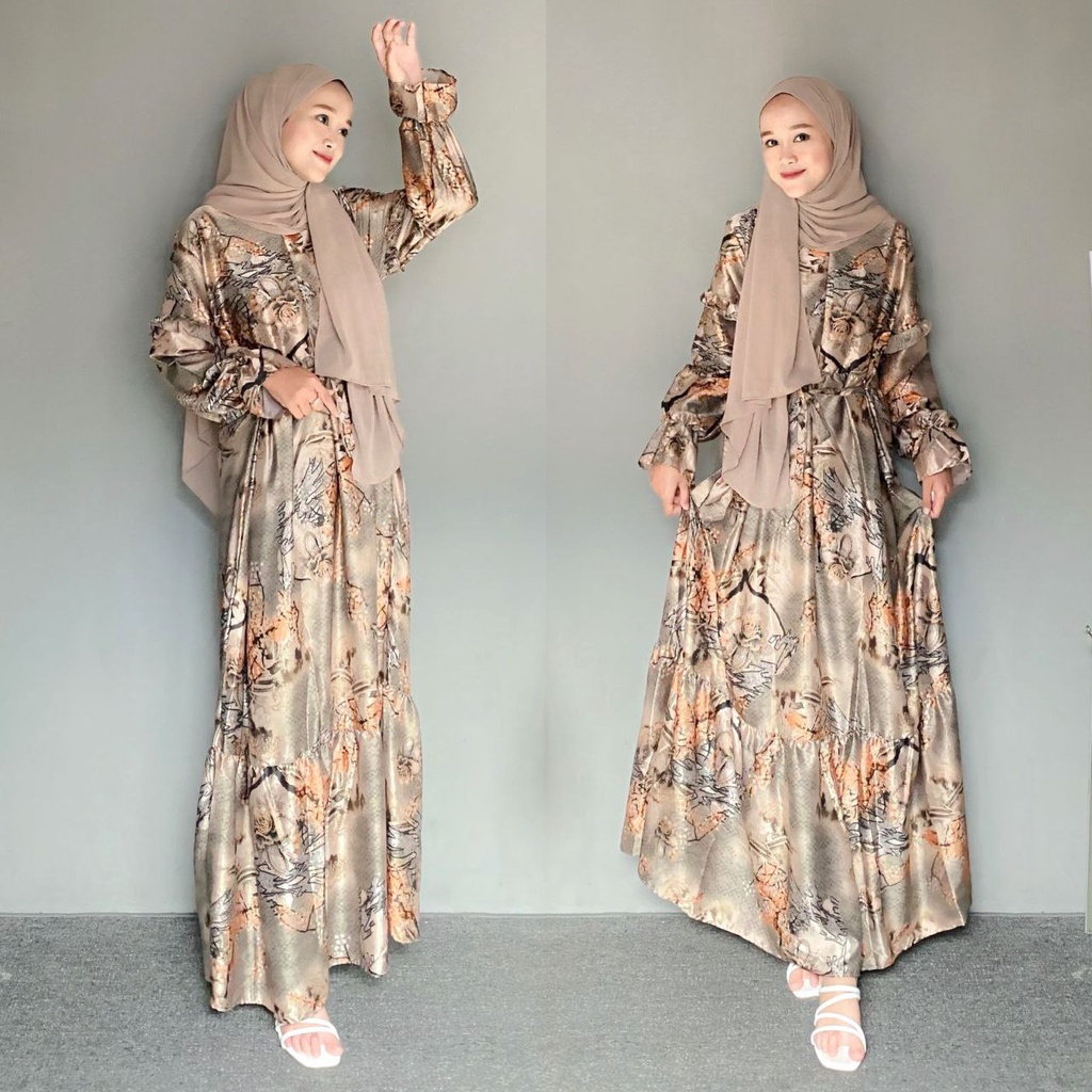 Gamis Terbaru 2023 Lebaran Wanita // Gamis Wanita Remaja Dewasa Matt Silk Premium Import Mix Outer Babydoll // Gamis Polos Mix Outer Bunga ELEGAN MEWAH SOFT PRINT HIGH QUALITY / GAMIS KONDANGAN PESTA KEKINIAN / Gamis Murah real pick Dress Busana Muslimah