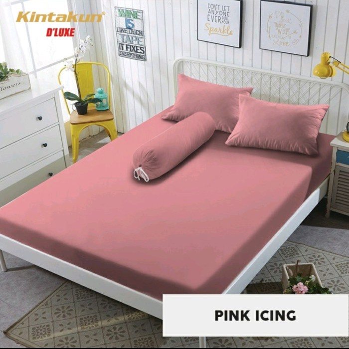 Kintakun Sprei King 180x200 Polos Embos Korea Tinggi 30 cm No 1 Seprei - PINK ICING, 160x200 Ready S