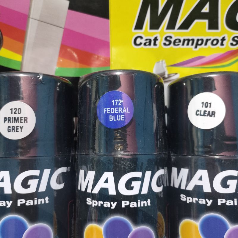 Pilok Pilox Cat Semprot Magic Paket Lengkap 3 Kaleng 300cc Paketan Biru Metalic Metalik Federal Blue 172 Primer Grey Epoxy 120 Clear Pernis Glossy Mengkilap 101 Spray Paint