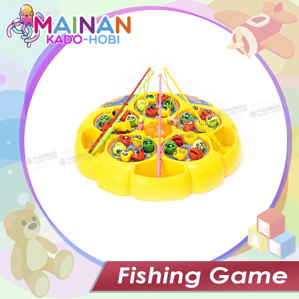 HADIAH MAINAN MOTORIK EDUKASI ANAK FISHING GAME PANCINGAN IKAN 5 KOLAM