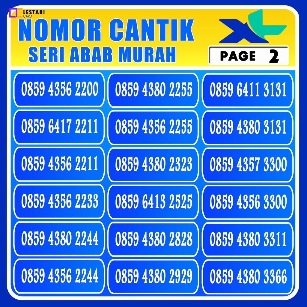 Kartu Perdana Nomor Cantik XL Rapih Murah