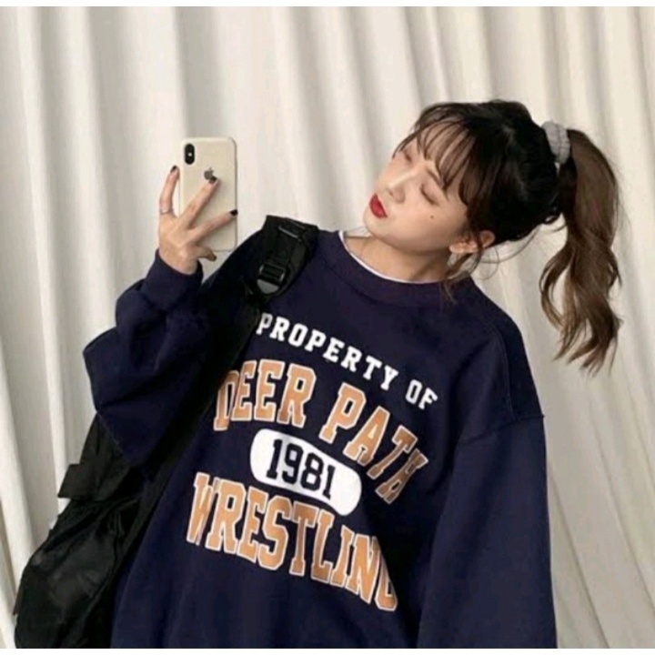 DEER PATH 1981 SWEATER PRIA WANITA ATASAN CREWNECK OBLONG FASHION KOREAN