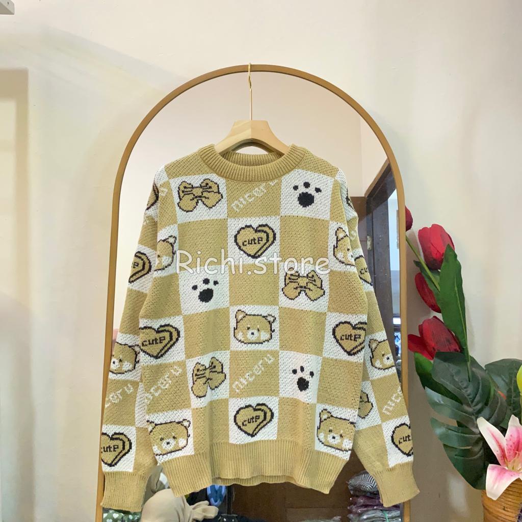 SWEATER BEAR RAJUT MOTIF CUTIES TERBARU