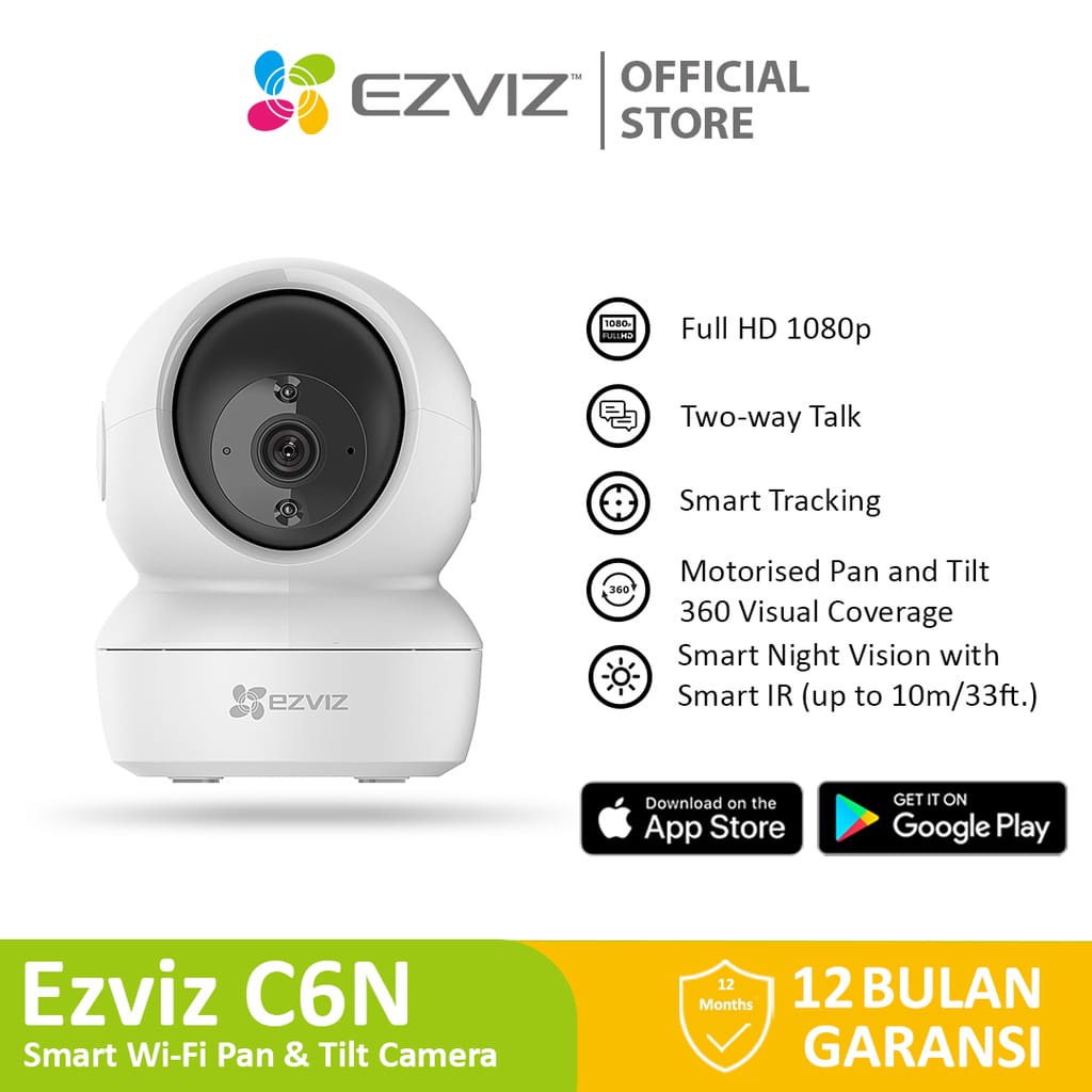 CCTV Ezviz C6N 2MP Smart Wifi Indoor CCTV IP Cam Pan andTilt Camera 1080p