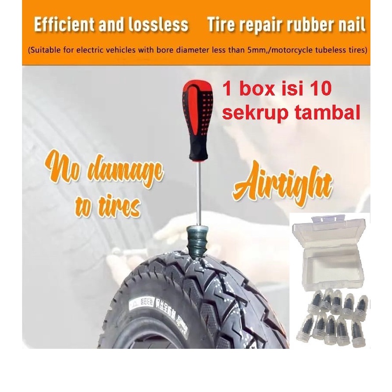 Tambal Ban Tubeless darurat sepeda MTB motor mobil sekrup paku karet