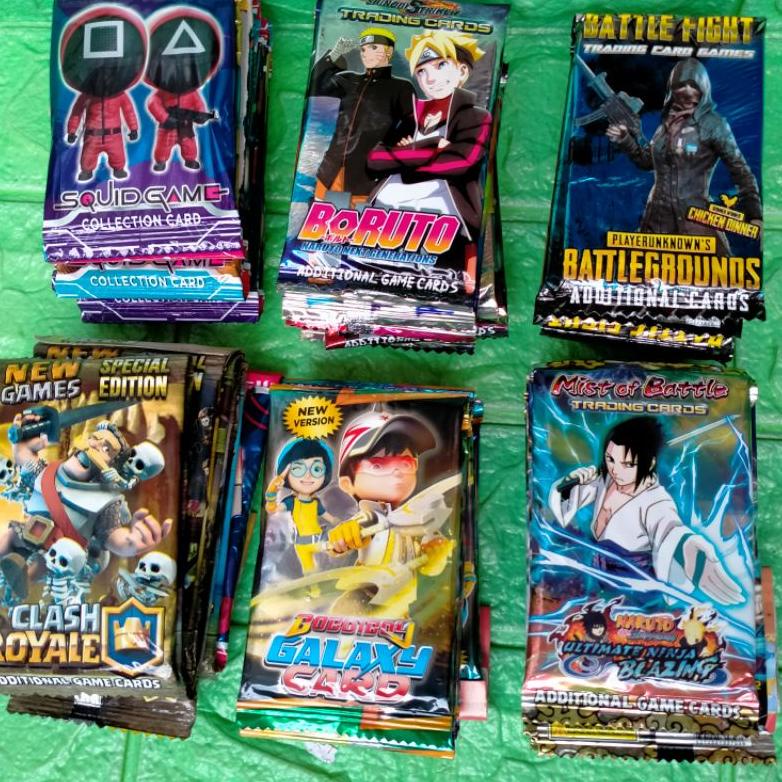 [spin1] 12 SACHET KARTU FOIL NARUTO FF BOBOIBOY BTS BORUTO AMONG SQUID COC Pokemon TRADING CARD GAME