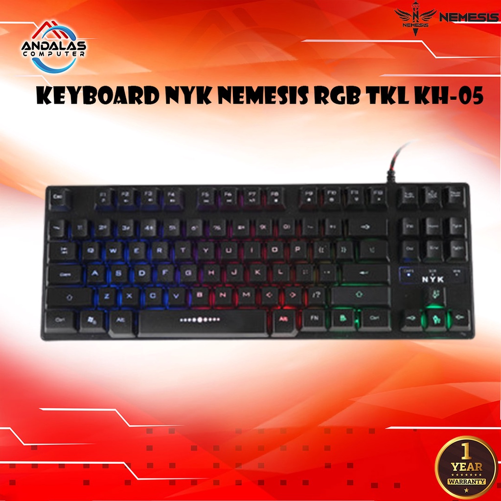 KEYBOARD GAMING GAME RGB NYK TKL KH-05 PLAT BESI AKSESORIES KOMPUTER PC MEMBRANE