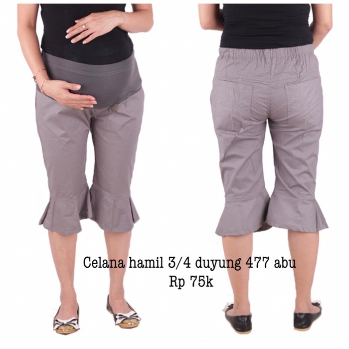 Celana Kerja Hamil 477 Abu Duyung M9H5 Berkualitas adjustable daily Halus Formal twill Pants Trendy 
