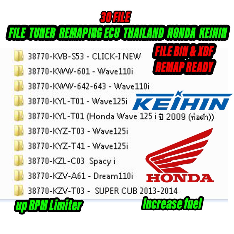FILE TUNER THAILAND REMAPING BIN XDF ECU HONDA KEIHIN 30 FILE ECU BIN XDF REMAP HONDA