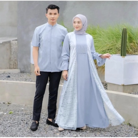 Baju Couple Lebaran Gamis Pasangan Suami Istri Modern Terbaru 2023 Model Kekinian Trendy Couple Pest