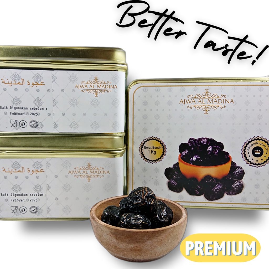 Kurma Ajwa AL Madinah / Kurma Ajwa Kaleng PREMIUM BPOM 1 kg ORIGINAL