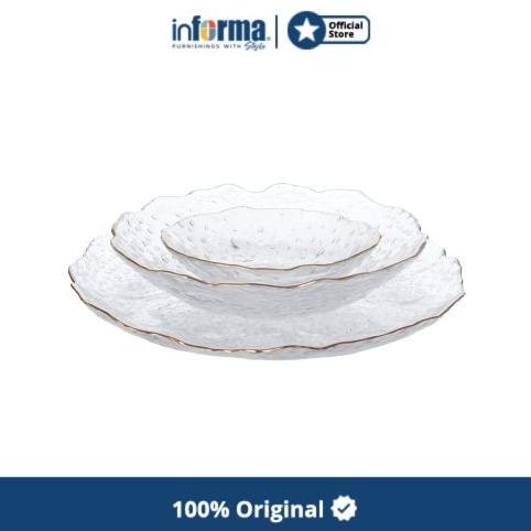 Informa - Apettite Set 3 Pcs Riley Piring Saji Kaca Dengan Gold Rim