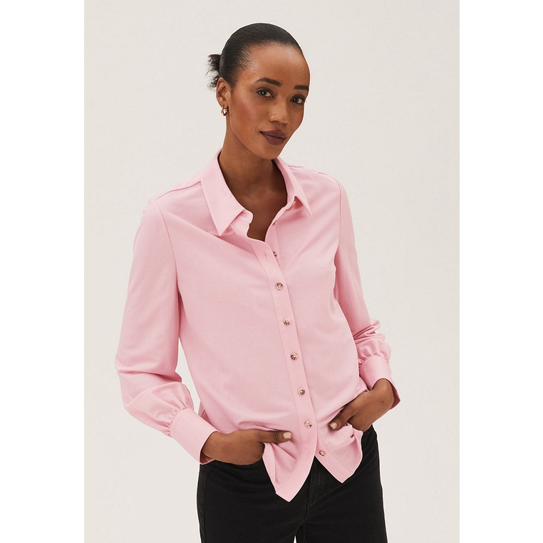 Kemeja Wanita Marks & Spencer Original Kombinasi Cewek Vintage Modal Rich Collared Utility Shirt Per