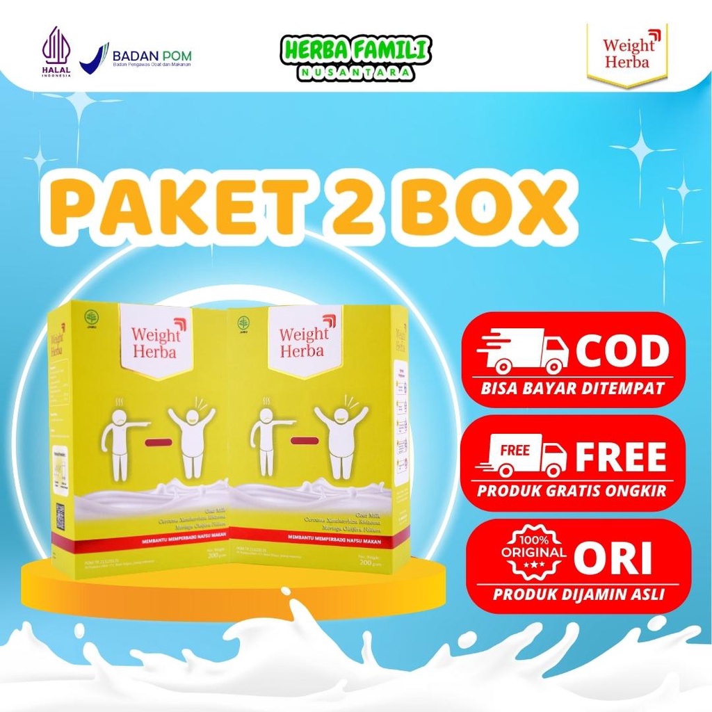 

[PAKET 2 BOX] | Weight Herba | Susu Kambing Asli Yang Mampu Menambah Nafsu Makan dan Berat Badan Menjadi Badan Ideal