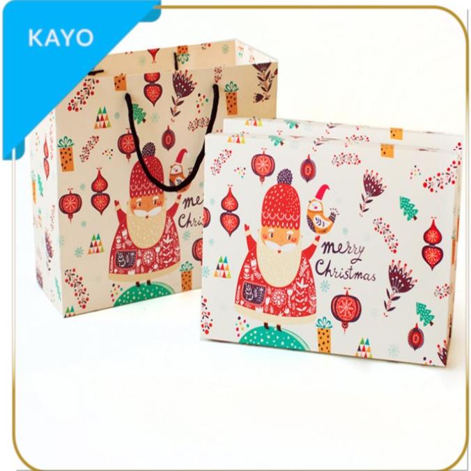 *****] kantong kotak set natal santa putih , paper bag box bingkisan natal