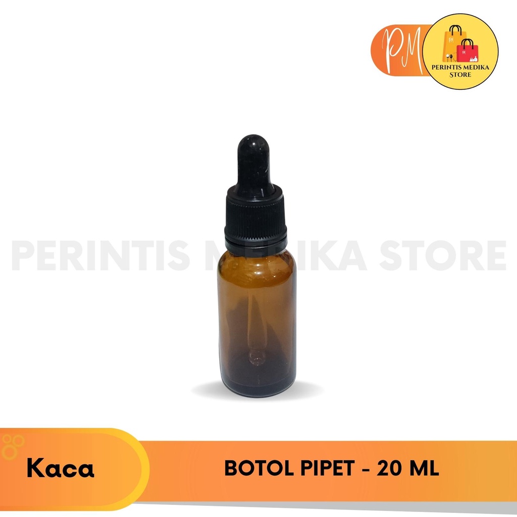 Botol Pipet 20ml Kaca - Botol Kaca Pipet 20 ml / Botol Serum 20ml