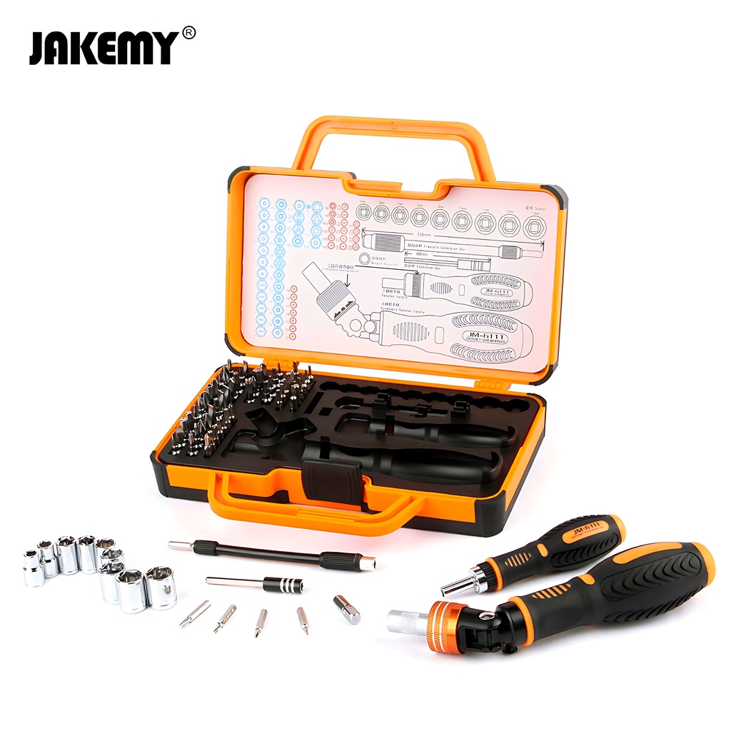 Jakemy 69in1 Obeng Set Hp Torx Triangle Phillips Kunci Sok Screwdriver Set Original JM-6111