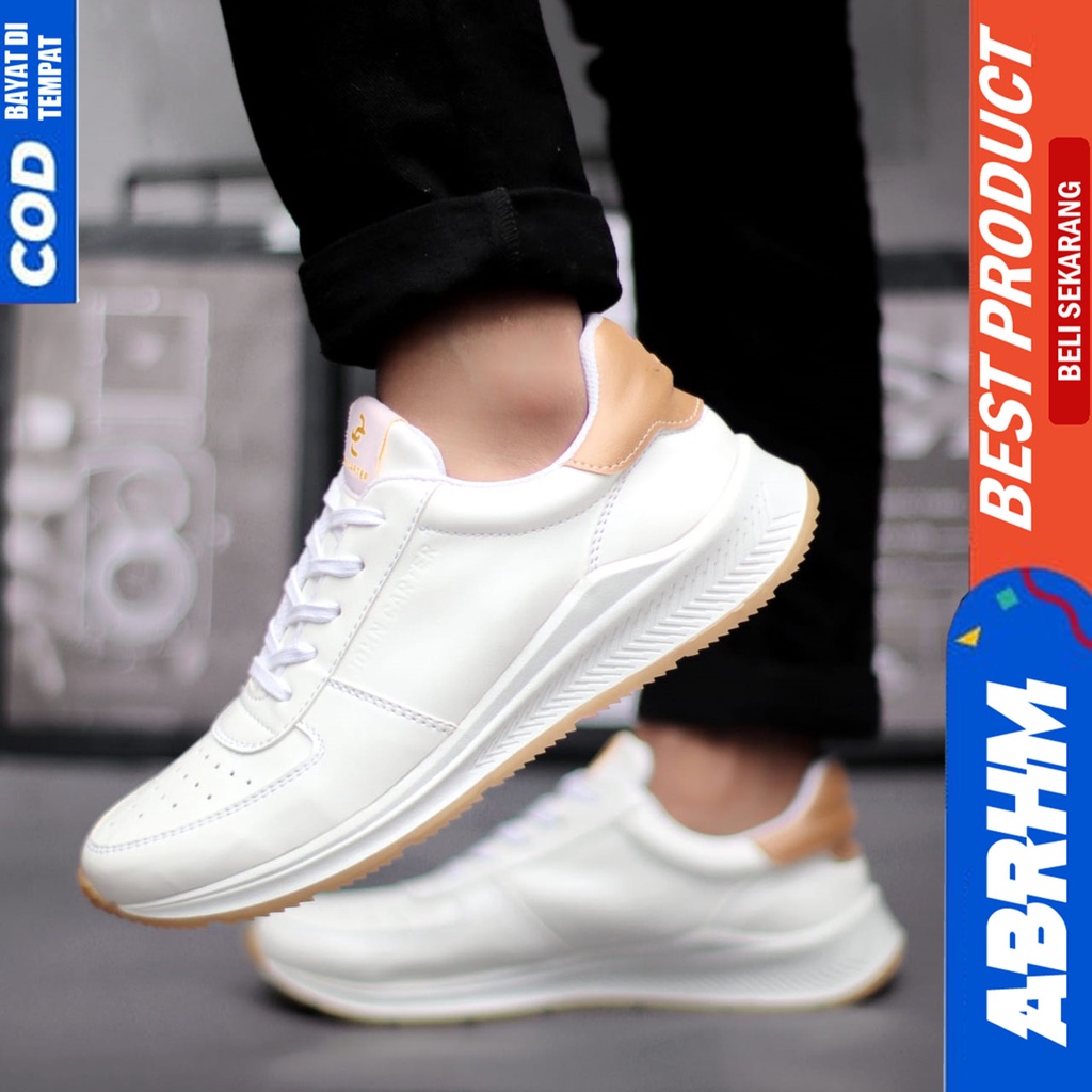 Sepatu Sneakers Pria Casual Hitam Kerja Kuliah Abrhm Aten