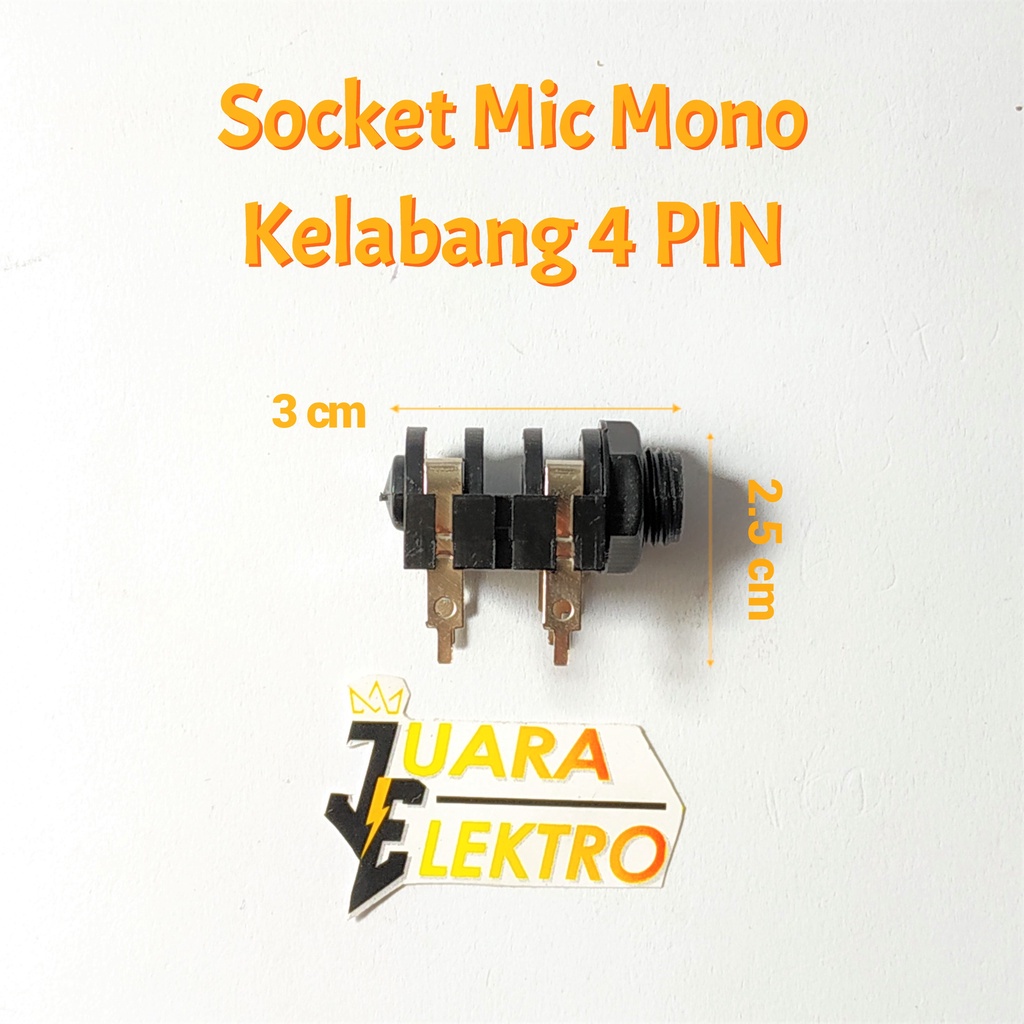 Socket Mic Mono Kelabang 4 PIN | Socket Akai Mono 6.5mm Model Kelabang 4 PIN