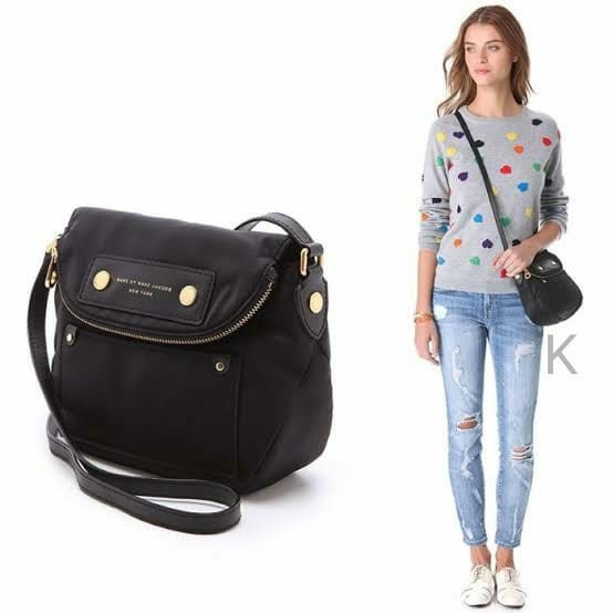 Terlaris Marc Jacobs Preppy Nylon Mini Crossbody Quartz Black Authenti