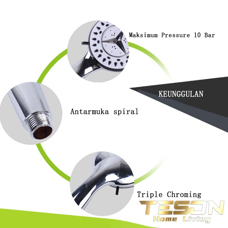 Kepala Shower Mandi - Hand Shower Head Set Stainless Tipe