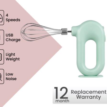 ❃ Solo River New Style Hand Mixer Wireless Blender Pengocok Telur Elektrik ➭