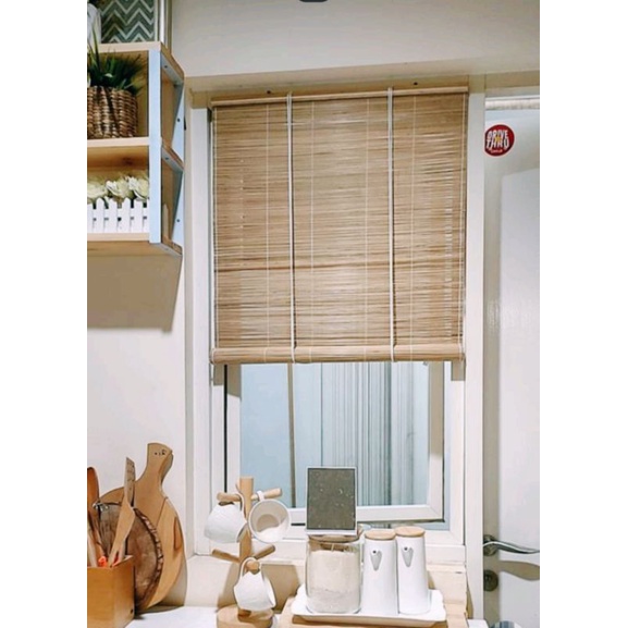 Tirai jendela bambu 50cm x 150cm / krey bambu gulung warna natural