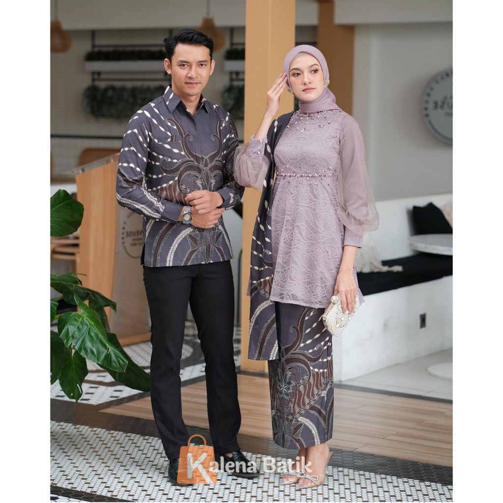 Kebaya Wisuda Couple Modern Tunangan Kebaya Nadine Set Tunik Lamaran Baju Batik Couple Kondangan Terbaru 2023