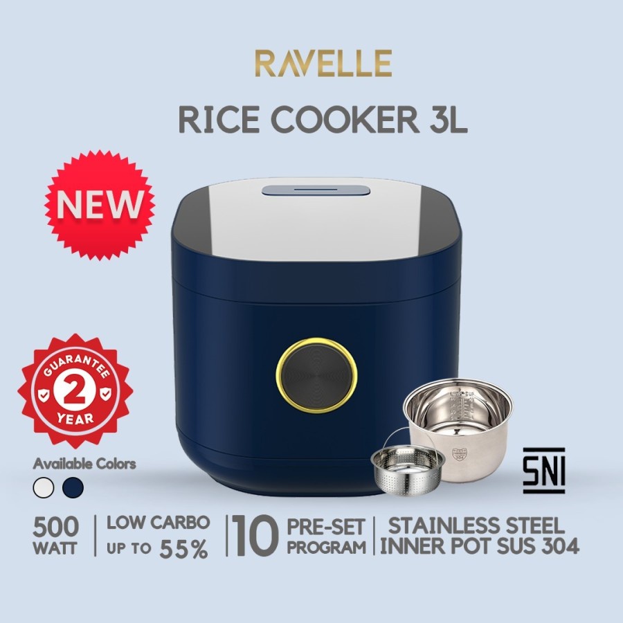 Ravelle Rice Cooker Digital Low Carbo 3 Liter - Galaxy Blue