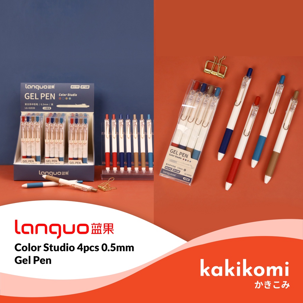 

Bulpoint Clicker Gel 0.5mm Languo Color Studio Series Pen Tinta Hitam Pulpen Aesthetic