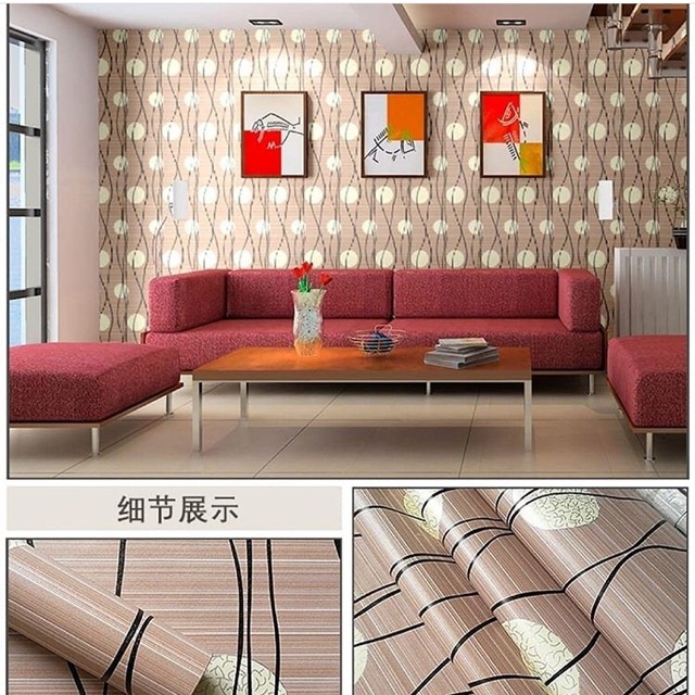 Wallpaper DInding Motif Polkadot Garis 45cm x 10m