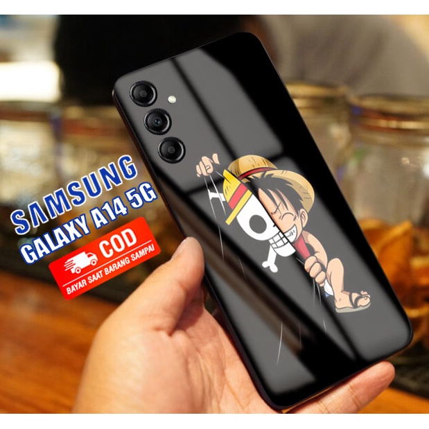Softcase Glass Kaca For  Samsung Galaxy  A14 5G Anime  karakter [CAMERA PROTECT] Terbaru trendy  - GC13 -  kesing hp samsung A14 - softcase samsung  A14 - softcase hp samsung A14- silikon samsung  A14 - kesing hp murah - kesing hp samsung - case hp