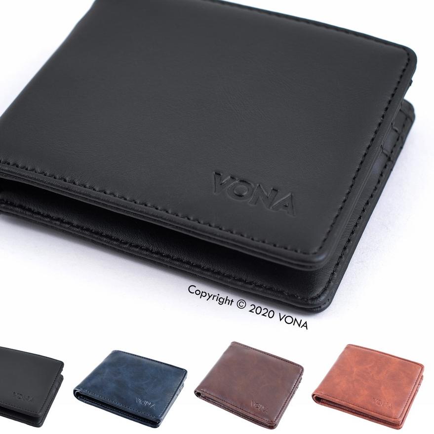 ➴ VONA  Dompet Pria Lipat Kulit PU  - Jet ❃
