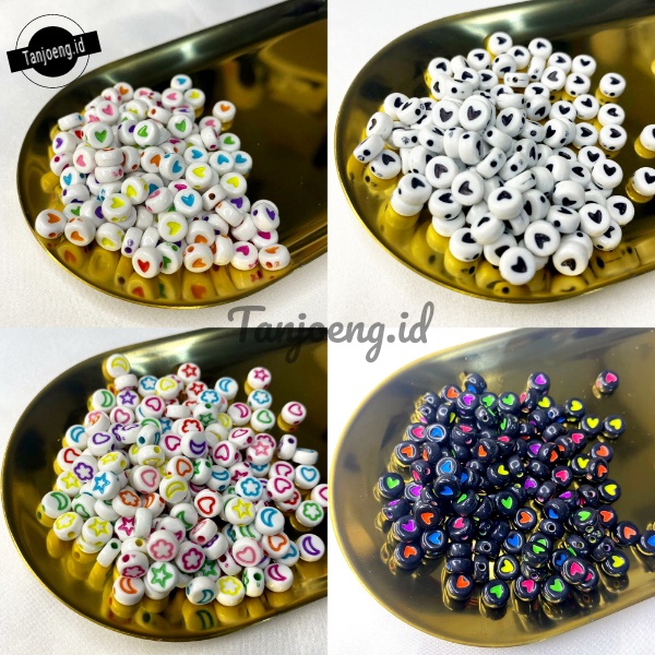 [ 120pcs ] Mote Love Bulat Manik Akrilik Love Warna Warni Bahan Membuat Aksesoris