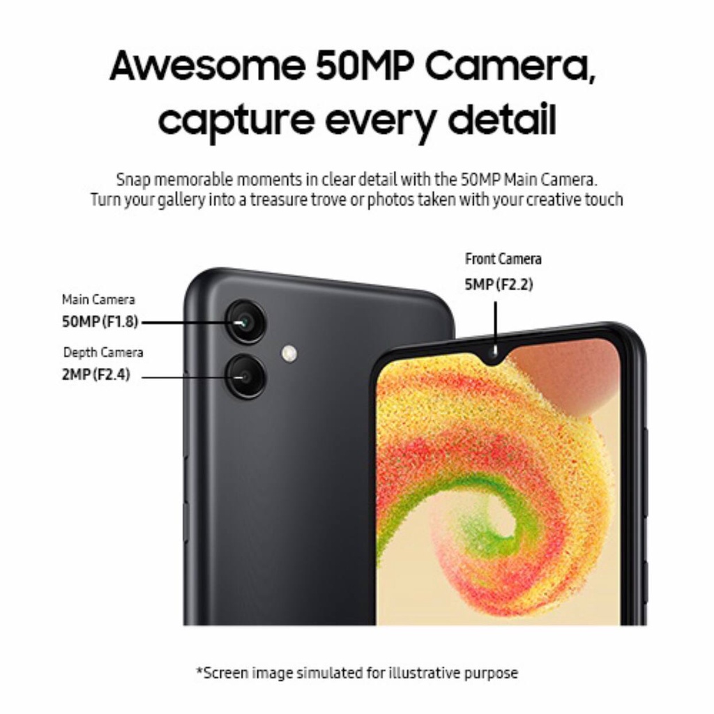 Samsung A04 [3GB+32GB - 4GB+64GB] MediaTek Helio P35 | 50MP Dual Camera | 6.5&quot; PLS LCD | Li-Po 5000mAh | Garansi Resmi Sein 1 Tahun