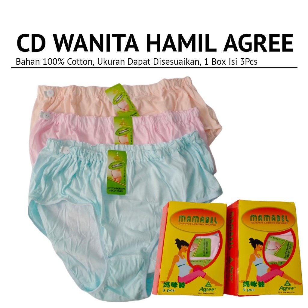 3 Pcs - CD Hamil Mamabel Kuning H514 Wanita Dewasa | Celana Dalam Maternity Kancing Ibu Perempuan Persalinan Agree H 514 JUMBO Big Size Sguna