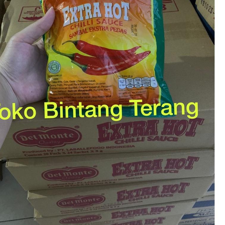 

℮ Delmonte Saos Sambal Extra Hot Sachet Stick 1 Dus isi 20 pak x 24 stik ♝