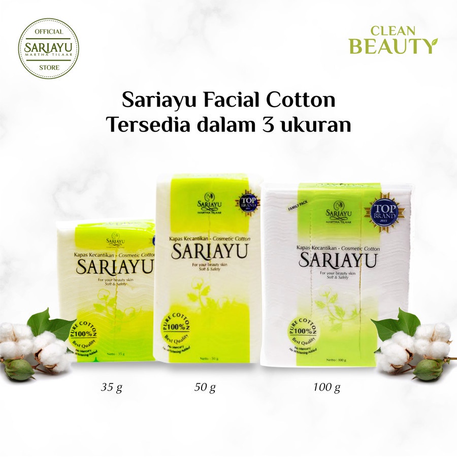 SARIAYU Facial Cotton 35gr-50gr-100gr / Kapas Kecantikan