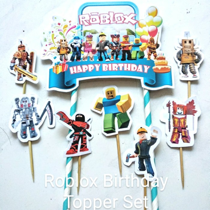 Terlaris Roblox Cake Topper/Topper Kue Roblox/Topper Birthday Banner Roblox