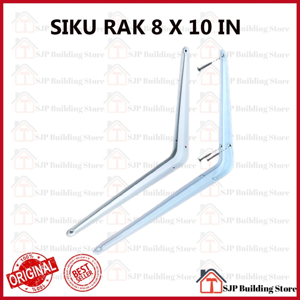 Siku Rak Besi L Putih Uk. 8x10 Inch l Shelf Bracket l Penyangga Ambalan 1 Pcs