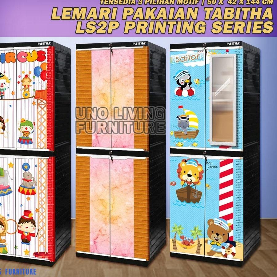 ♕ TABITHA LS2P PRINTING MOTIF KARAKTER LEMARI ANAK 4 SUSUN LEMARI PAKAIAN LEMARI SERBAGUNA ➥