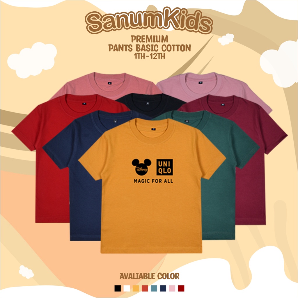 Kaos Anak Distro // Baju Anak Laki Laki Perempuan Uniclo Micky 1-12 Tahun Banyak Pilihan Warna