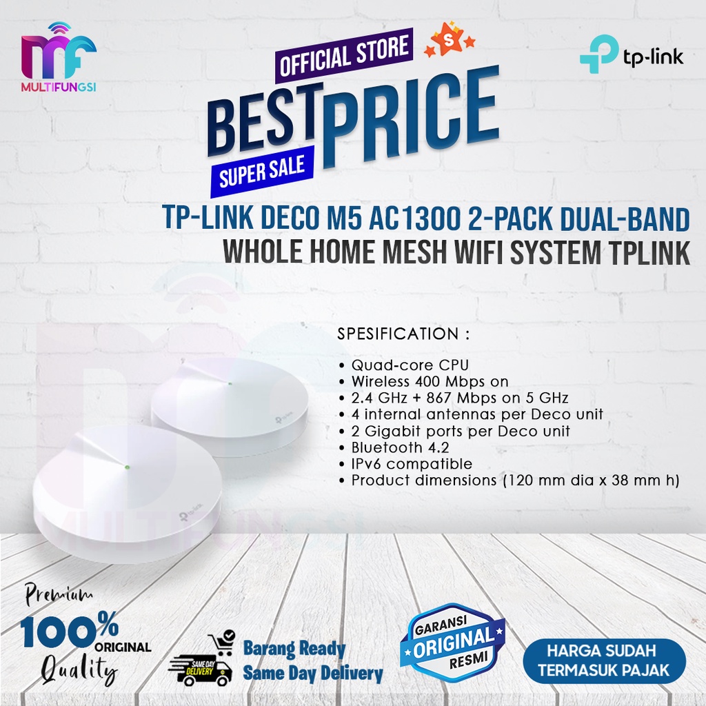 TP-LINK DECO M5 AC1300 2-PACK Dual-Band Whole Home Mesh WiFi System TPLINK