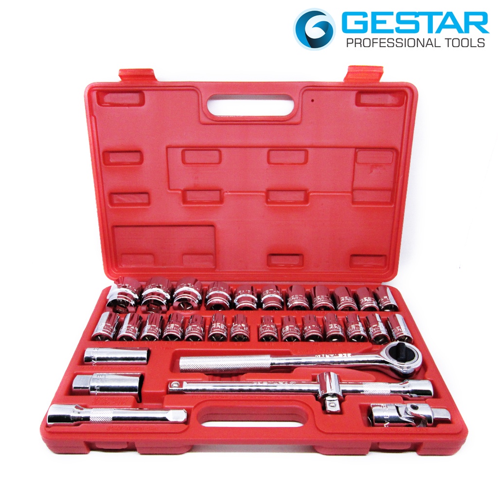 GESTAR/CROSSMAN-Set Kunci Shock 1/2" Drive Socket Set 32pc SAE(6pt&12pt)  287-001