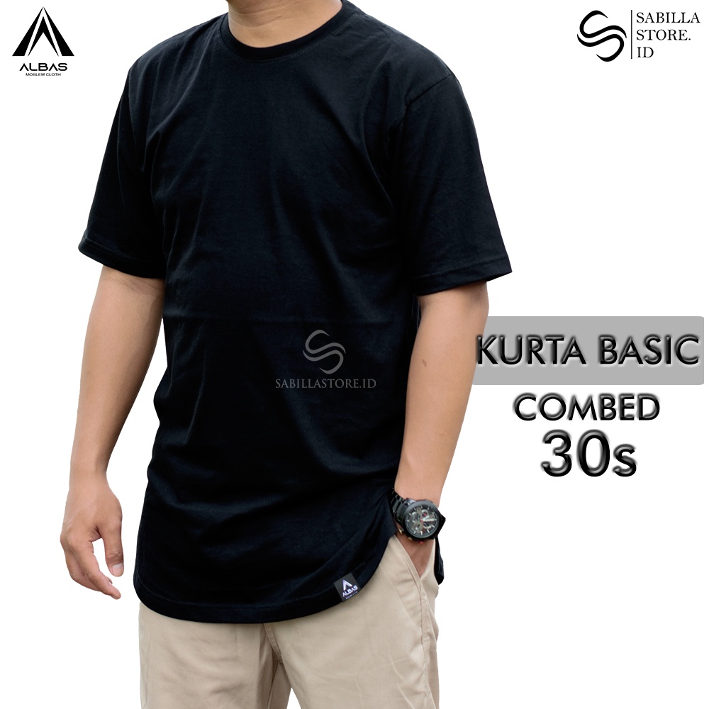 ALBAS Kurta Kaos Basic Combed 30s HITAM / Kurta Lengan Pendek / Kurta Kaos Premium