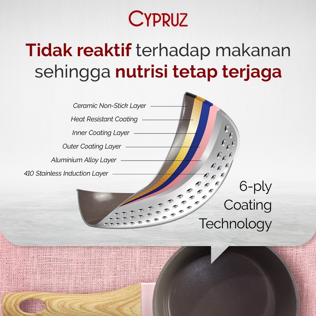 Cypruz Pink Ceramic Sauce Pan / Panci Susu Anti Lengket