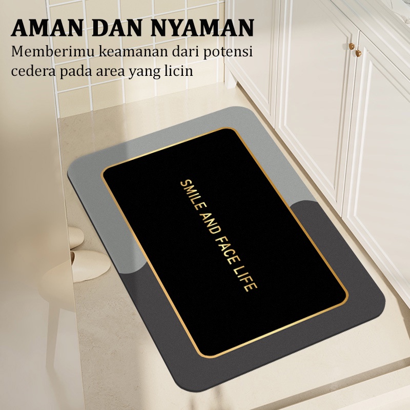 COD - Keset Kamar Mandi Diatomite Karet Menyerap Air Cepat Kering Keset Kaki Gulung Toilet D3A3