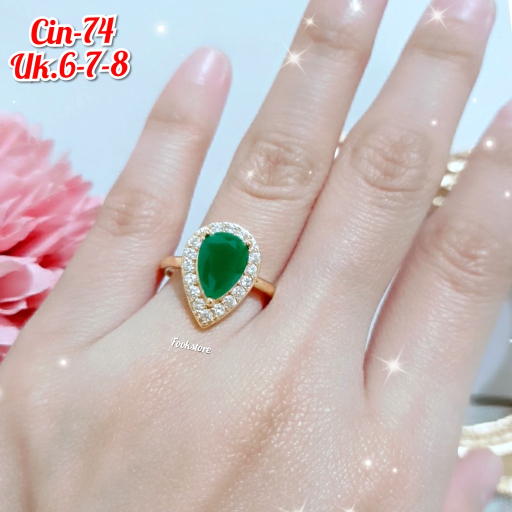 CINCIN DEWASA BATU PERMATA ZICRON WARNA MODEL TERBARU PERHIASAN XUPING ANTI ALERGI