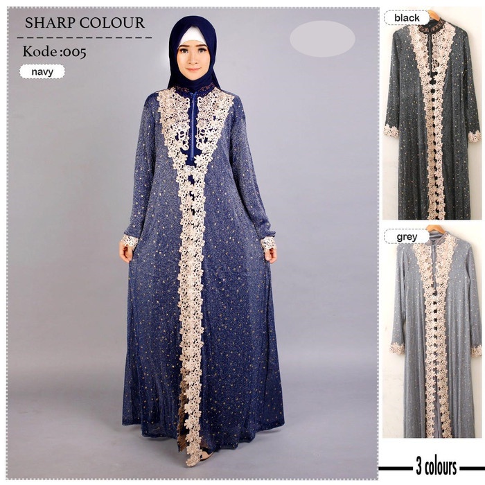 Model Baju Gamis Renda Brokat Import Cantik Terbaru Grosir -005